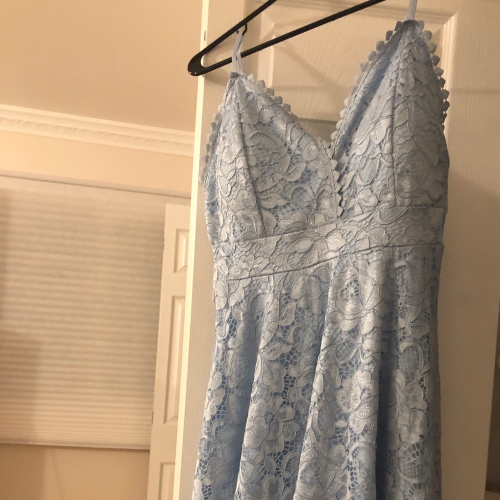 blue floral lace dress